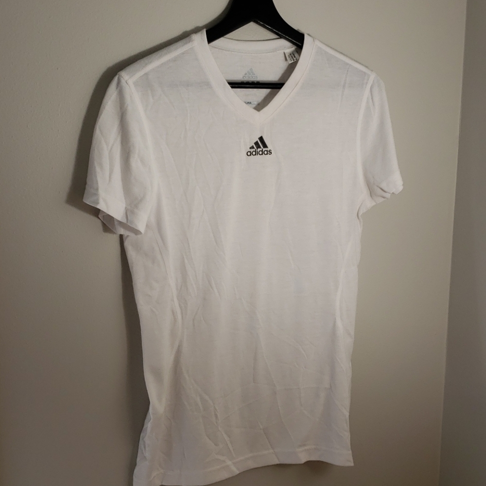 Adidas 🌼 Climalite 🌼 v-neck T-shirt🌼 M 🌼 White